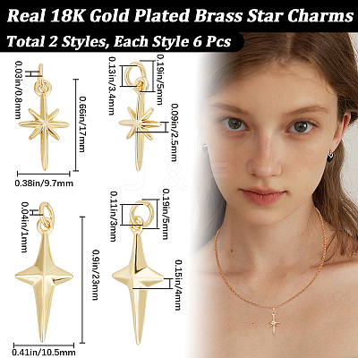 12Pcs 2 Style Brass Pendants KK-CN0002-83-1
