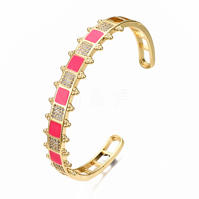 Brass Micro Pave Clear Cubic Zirconia Cuff Bangles BJEW-N302-006E-NF-1