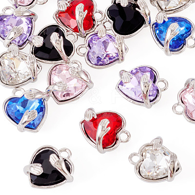 18Pcs 6 Colors Alloy Glass Charms FIND-TA0009-91P-1