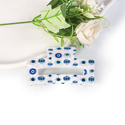 Rectangle with Evil Eye PVC Claw Hair Clips PW-WG515C0-05-1