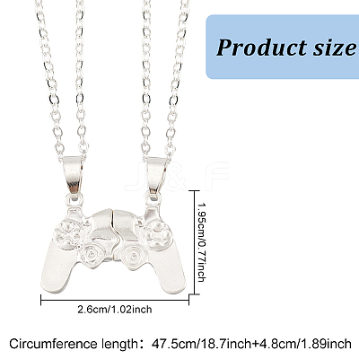 4Pcs 2 Colors Alloy Game Controller Magnetic Matching Pendant Necklaces Set NJEW-AN0001-29-1