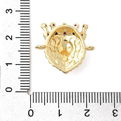 Brass Micro Pave Colorful Cubic Zirconia Lion Head Connector Charms KK-H529-12G-1