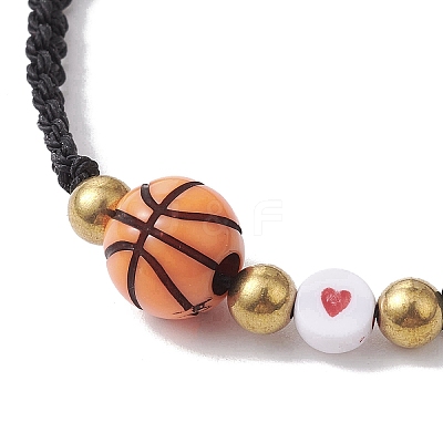 Sport Theme Acylic & Alloy Braided Bead Bracelet BJEW-JB10122-04-1