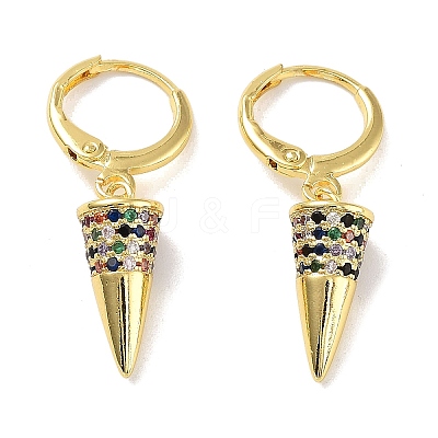 Golden Brass Dangle Leverback Earrings EJEW-L269-029G-1