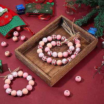 Painted Natural Wood Beads WOOD-SZ0001-10-1