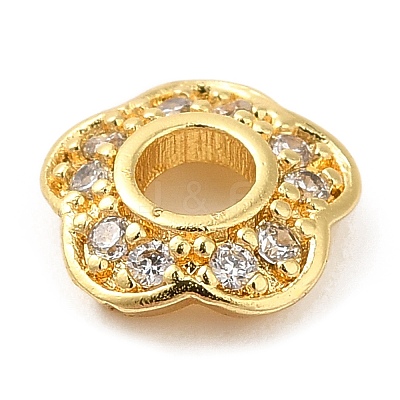 Rack Plating Brass Micro Pave Cubic Zirconia Bead Caps KK-M248-11G-1
