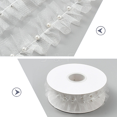 Polyester with Plastic Pearl Bead Wrinkle Ribbon OCOR-WH20003-63B-1