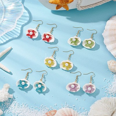 Shell Shape 304 Stainless Steel Dangle Earrings EJEW-MZ00376-1