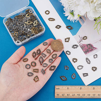 144Pcs 24 Styles Alloy Cabochons Coonector Settings for Rhinestone FIND-PH0028-92-1