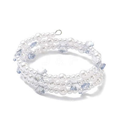 Glass & ABS Plastic Imitation Pearl Beaded Multi-srand Bracelets BJEW-JB12321-03-1