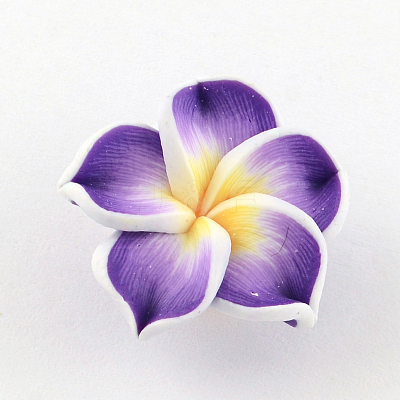 Handmade Polymer Clay 3D Flower Plumeria Beads X-CLAY-Q192-20mm-04-1
