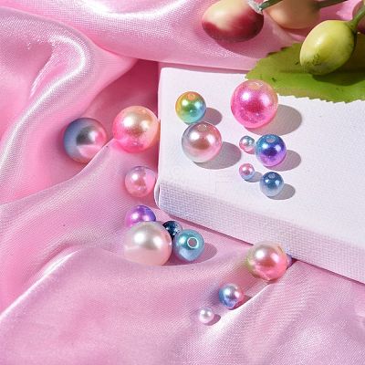 Rainbow ABS Plastic Imitation Pearl Beads OACR-MSMC001-03-1
