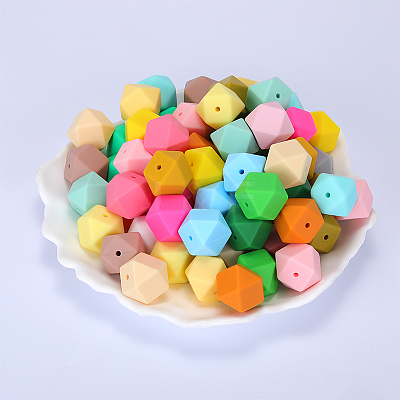 Hexagonal Silicone Focal Beads SI-JX0020A-07-1