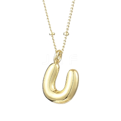 1Pc Initial Letter Brass Pendant Necklaces NJEW-YW0001-24U-1