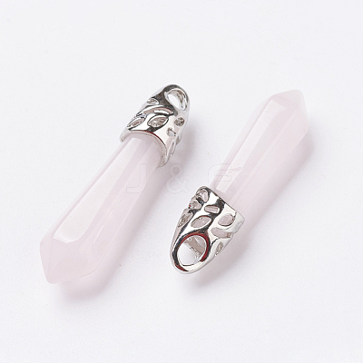 Natural Rose Quartz Pointed Pendants X-G-P309-05-1