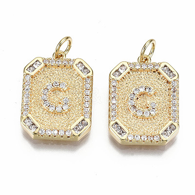 Brass Micro Pave Clear Cubic Zirconia Pendants KK-S356-234G-G-NF-1