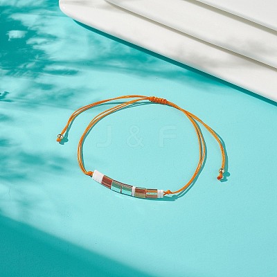Glass Seed Link Bracelet BJEW-JB08894-04-1