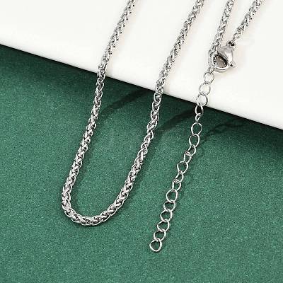 304 Stainless Steel Wheat Chains Necklaces for Unisex NJEW-K395-01A-P-1