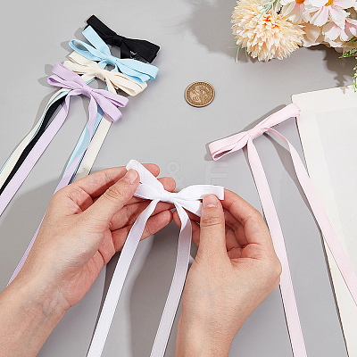 Big Bowknot Polyester Alligator Hair Clips AJEW-CP0008-39D-1