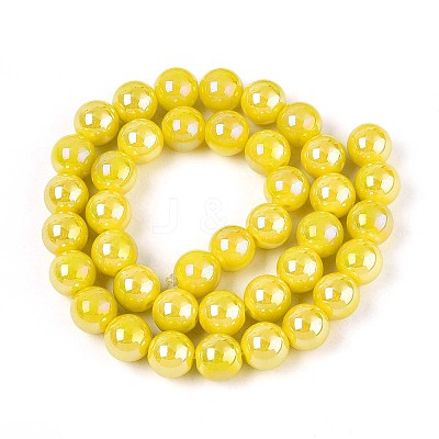 Electroplate Opaque Glass Beads Strands GLAA-T032-P10mm-AB16-1