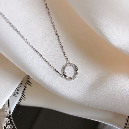Twist Ring 925 Sterling Silver Cubic Zirconia Pendant Necklaces for Women NJEW-BB72188-B-1