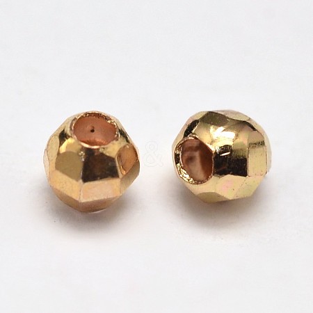 Rack Plating and Vacuum Plating Brass Round Faceted Spacer Beads KK-I598-08KC-RS-1