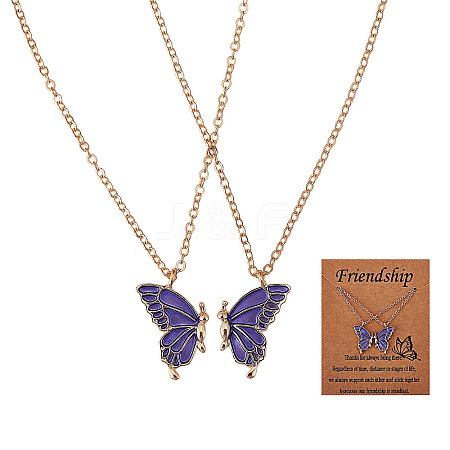2Pcs Matching Butterfly Pendant Necklaces Set JN1033A-1-1