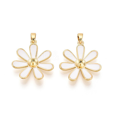 Brass with Enamel Cup Pearl Peg Bails Pin Pendants KK-T079-30G-1