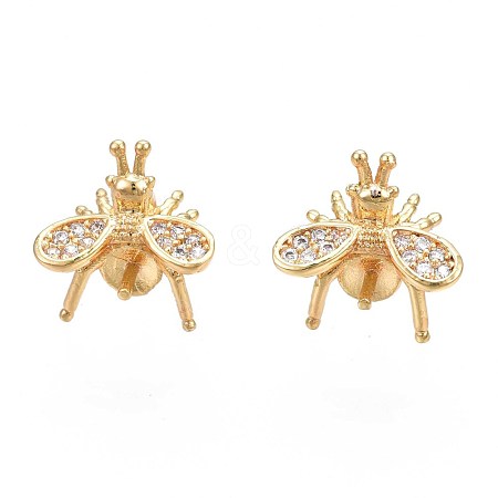 Brass Micro Pave Cubic Zirconia Stud Earring Findings KK-N233-044-01-1