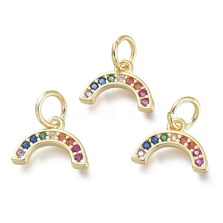 Brass Micro Pave Clear Cubic Zirconia Pendants X-KK-P188-O01-G-1