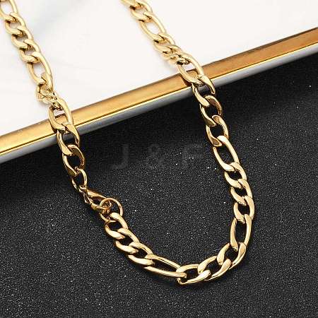 Fashionable 304 Stainless Steel Figaro Chain Necklaces for Men STAS-A028-N017G-1
