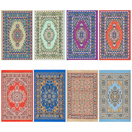 GOMAKERER 8Pcs 8 Styles Cloth Miniature Turkish Carpets AJEW-GO0001-70-1