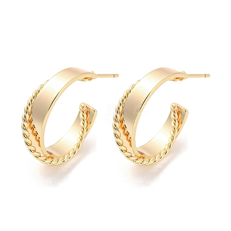 Brass Ring Stud Earrings EJEW-K264-08G-1