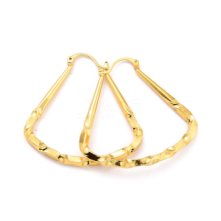 Textured Triangle Hoop Earrings for Girl Women KK-C224-02G-1