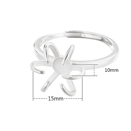Adjustable 925 Silver Ring Adjustable Ring Findings PW-WG95003-16-1