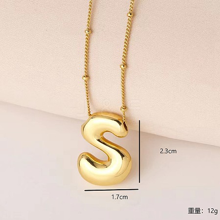 Simple and Stylish Brass Letter Pendant Satellite Chain Necklaces for Women Men GF2554-19-1