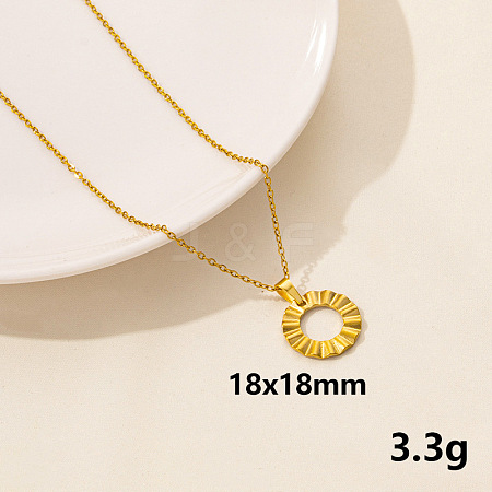 304 Stainless Steel Geometric Ring Pendant Necklace for Women GD7142-6-1