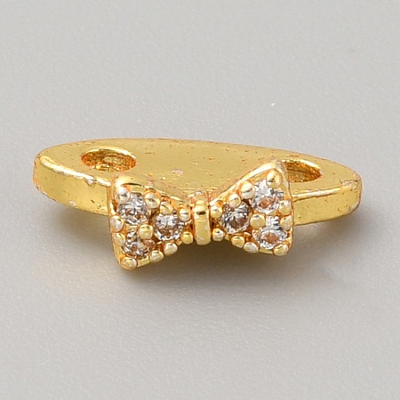 Brass Pave Clear Cubic Zirconia Connector Charms KK-WH0081-22B-G-1