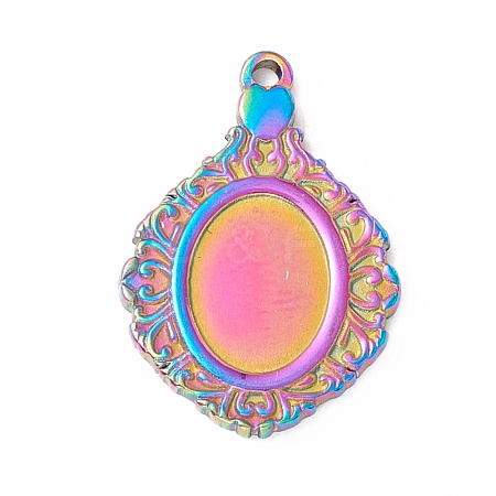 Ion Plating(IP) Rainbow Color 304 Stainless Steel Pendants Cabochon Seetings STAS-C049-19M-1