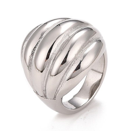 304 Stainless Steel Textured Chunky Finger Ring RJEW-B040-04P-1