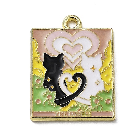 Word The Lovers Alloy Enamel Pendants ENAM-M062-01B-G-1