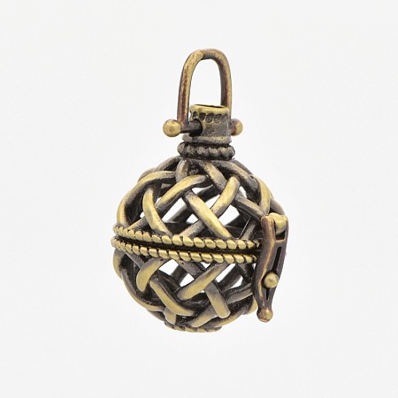 Vintage Filigree Round Brass Cage Pendants LS-KK-D389-15AB-1