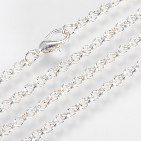Iron Rolo Chains Necklace Making X-MAK-R015-45cm-S-1