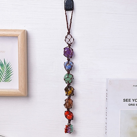 Chakra Theme Tumbled Natural Gemstone Hanging Ornaments PW-WG4EDC3-01-1