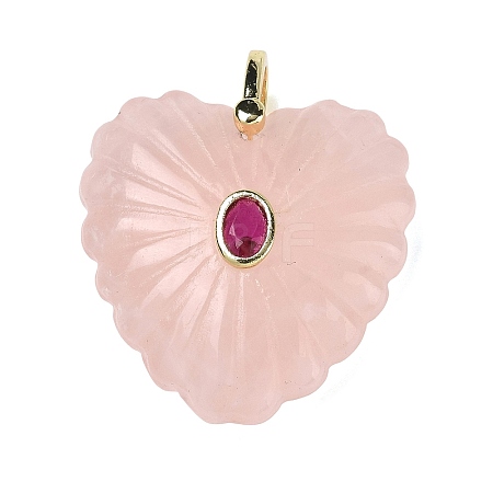 Natural Rose Quartz Carved Pendants G-C276-01G-17-1