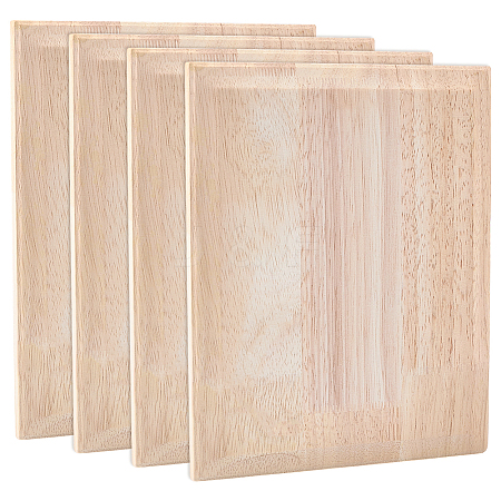 4Pcs Unfinished Rubber Wood Timber Board WOOD-FG0001-66C-1