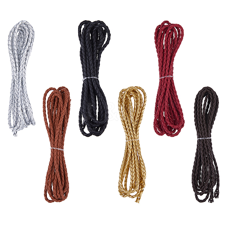 DICOSMETIC 6Pcs 6 Colors Braided Imitation Leather Cords OCOR-DC0001-10B-1