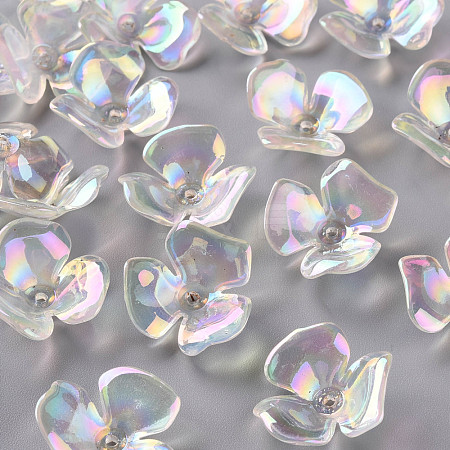 3-Petal Transparent Acrylic Bead Caps TACR-S156-016-1