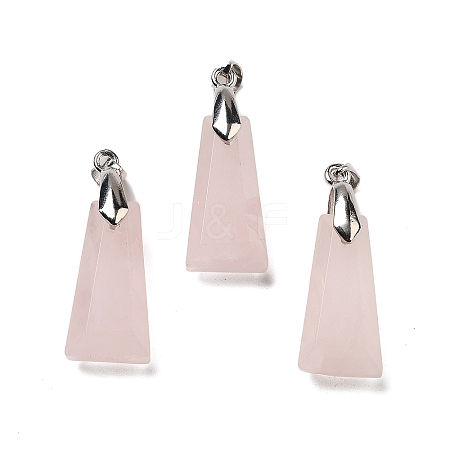 Natural Rose Quartz Faceted Pendants G-F774-02D-1