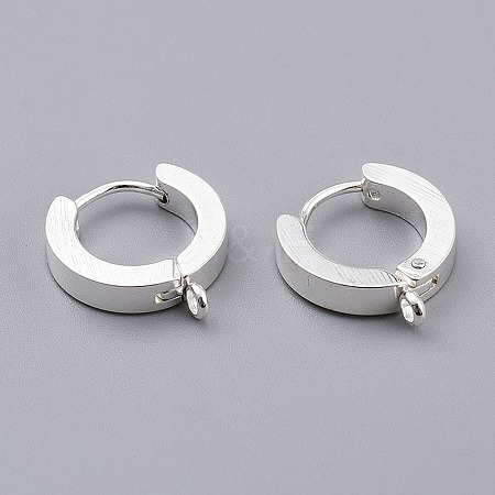 201 Stainless Steel Huggie Hoop Earrings Findings X-STAS-A167-01A-S-1